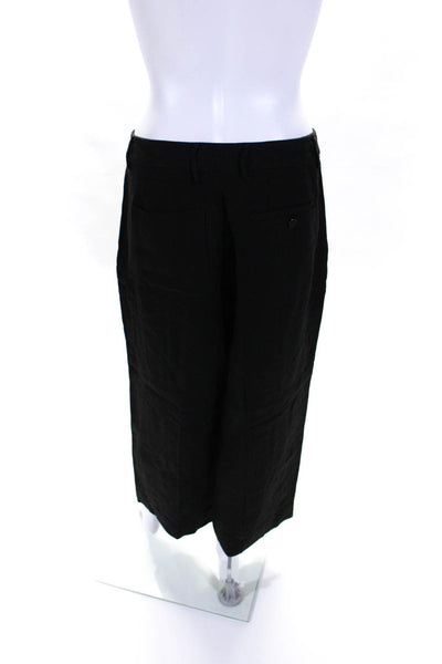 Creatures Of Comfort Womens Linen Pleated Front Wide Leg Pants Black Size 6