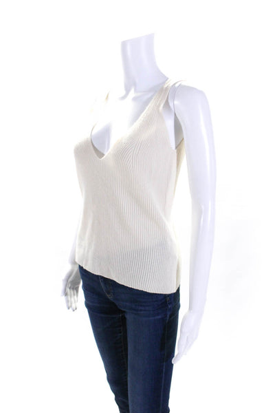 The Westside Womens Wool & Cashmere Knit V-Neck Sweater Tank Top Beige Size S