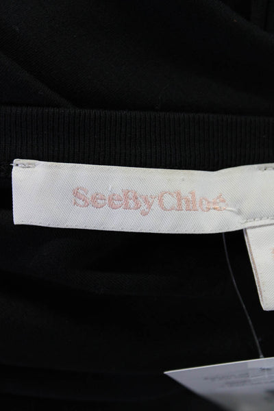 See by Chloe Women's Short Sleeves A-Line T-Shirt Midi Dress Black Size XL