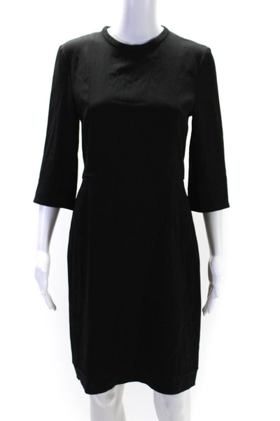 MM. La Fleur Women's Round Neck 3/4 Sleeves A-Line Midi Dress Black Size 6