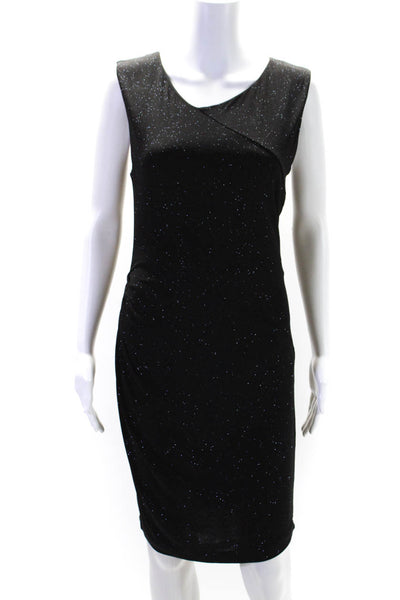 Alice + Olivia Womens Sparkly Mesh Panel Sleeveless Gathered Dress Black Size 10