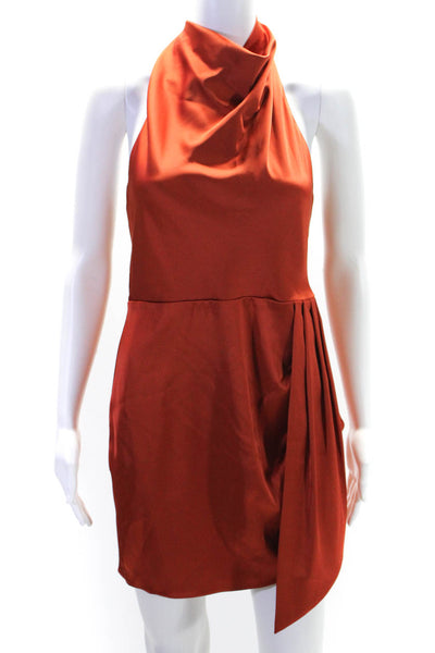 House of Harlow 1960 Women's Halter Neck Cinch Mini Dress Burnt Orange Size 2