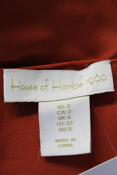 House of Harlow 1960 Women's Halter Neck Cinch Mini Dress Burnt Orange Size 2