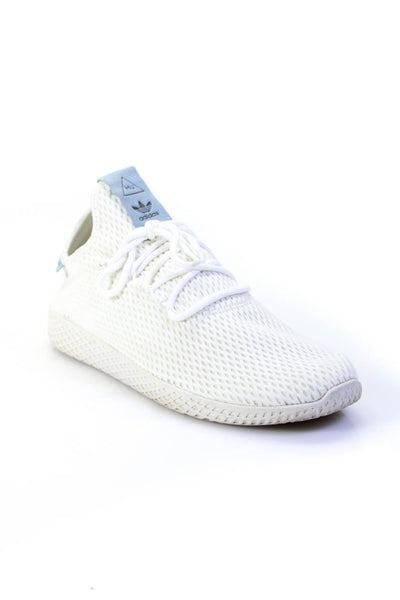 Adidas Pharrell Williams Mens Mesh Knit Slip On Lace Up Sneakers White Size 10.5
