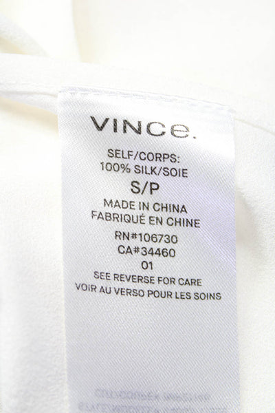 Vince Womens Silk Sleeveless Button Up Slit Blouse White Size S