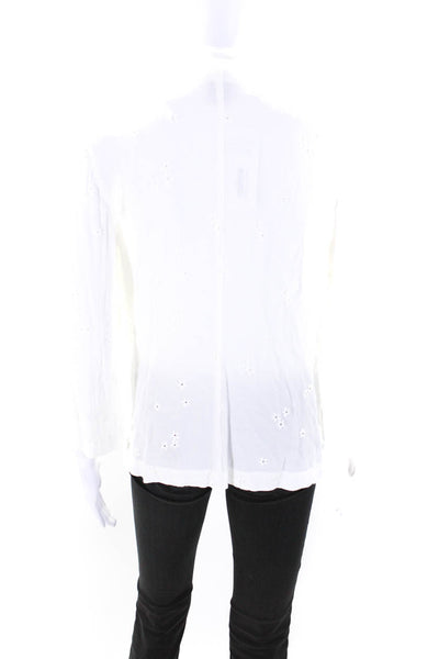 Ghost Womens Floral Embroidered Button Down Long Sleeve Blouse White Size M