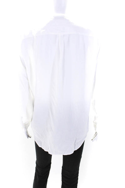 Sandro Womens Long Sleeve V Neck Mesh Panel Blouse White Size 2