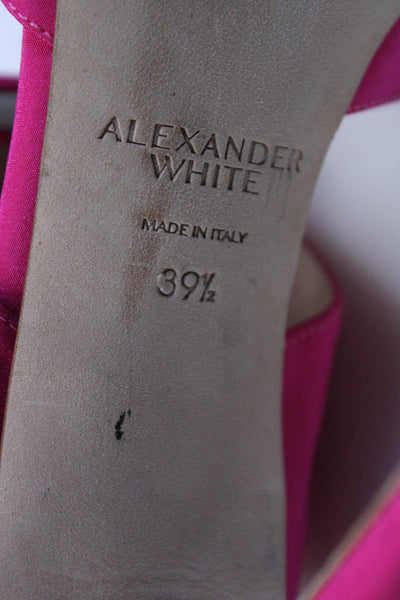 Alexander White Womens Buckle Pointed Toe Mules Pumps Pink Size 39.5 9.5