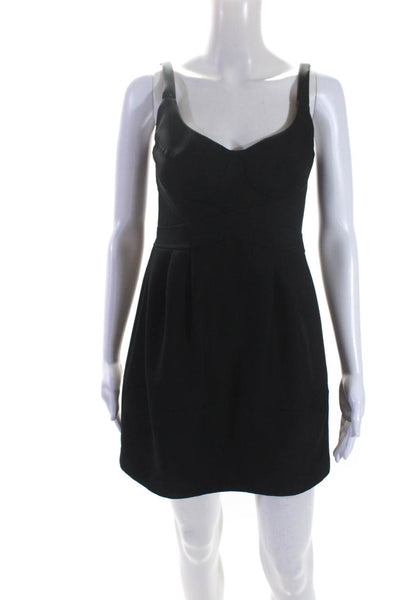 Nanette Lepore Womens Back Zip Sleeveless Scoop Neck Mini Dress Black Size 0