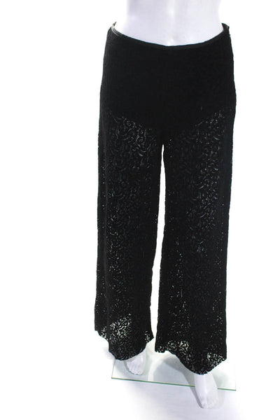 Free People Womens Side Zip High Rise Wide Leg Pants Black Cotton Size 0