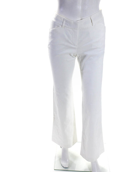 Theory Womens Zipper Fly Mid Rise Flare Leg Trouser Pants White Cotton Size 0