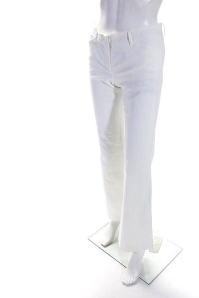 Theory Womens Zipper Fly Mid Rise Flare Leg Trouser Pants White Cotton Size 0