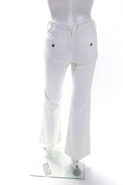 Theory Womens Zipper Fly Mid Rise Flare Leg Trouser Pants White Cotton Size 0