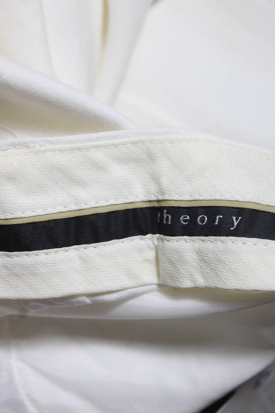 Theory Womens Zipper Fly Mid Rise Flare Leg Trouser Pants White Cotton Size 0