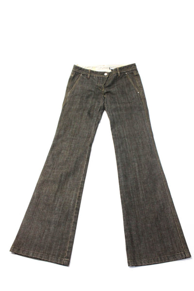 Theory Womens Zipper Fly Mid Rise Flare Leg Jeans Brown Denim Size 0