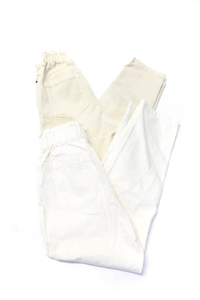 Bonpoint Girls Cream Cotton High Rise Straight Leg Pants Size 10 lot 2