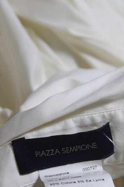 Piazza Sempione Womens Button Down Collared Blouse White Size Medium