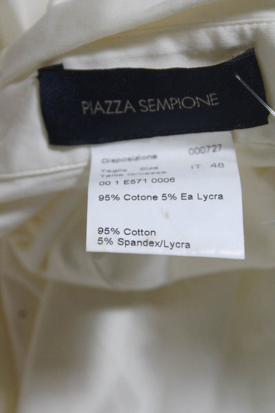 Piazza Sempione Womens Button Down Collared Blouse White Size Medium