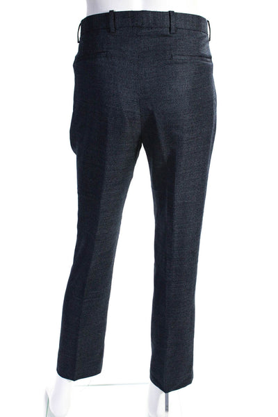 Theory Mens Zipper Fly Pleated Straight Leg Dress Pants Navy Blue Wool Size 33