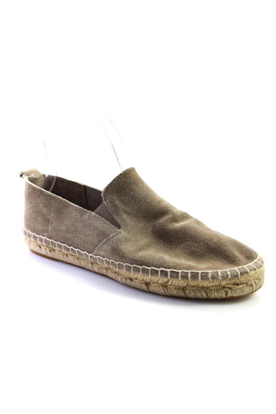Vince Womens Suede Top Stitched Slip On Espadrilles Flats Taupe Size 7M