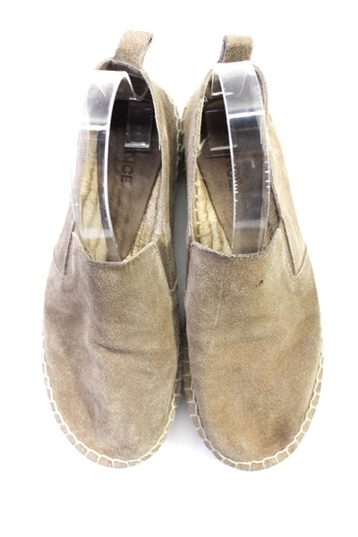 Vince Womens Suede Top Stitched Slip On Espadrilles Flats Taupe Size 7M