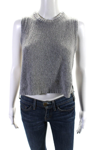 Madewell Womens Crew Neck Cropped Sweater Vest Gray Size Medium