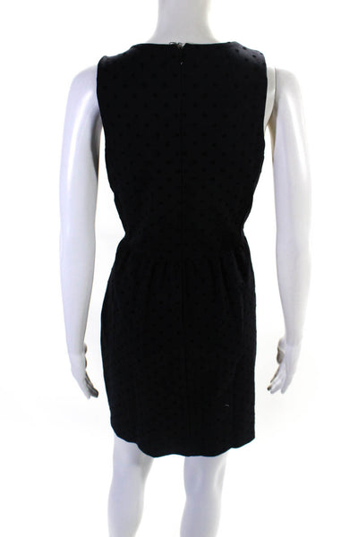 J Crew Womens Velvet Polka Dot Ponte Sleeveless Sheath Dress Indigo Size Medium