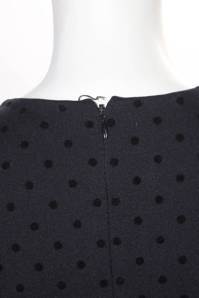 J Crew Womens Velvet Polka Dot Ponte Sleeveless Sheath Dress Indigo Size Medium