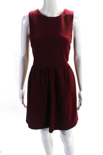 J Crew Womens Crew Neck Knit Sleeveless Sheath Dress Red Size Medium
