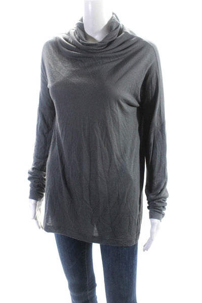 Piazza Sempione Womens Stretch Knit Long Sleeve Turtleneck Top Gray Size 42