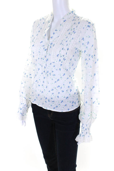 The Shirt Womens Cotton Floral Print Long Sleeve Button Up Shirt White Size S