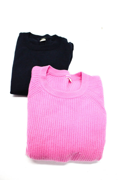 J Crew Women's Crewneck Long Sleeves Pullover Sweater Black Pink Size M lot 2