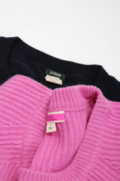 J Crew Women's Crewneck Long Sleeves Pullover Sweater Black Pink Size M lot 2