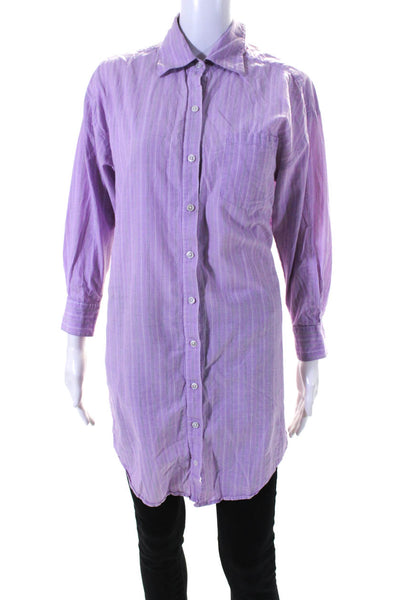 Elizabeth and James Women's Long Sleeves Button Down Cotton Tunic Stripe Size XS