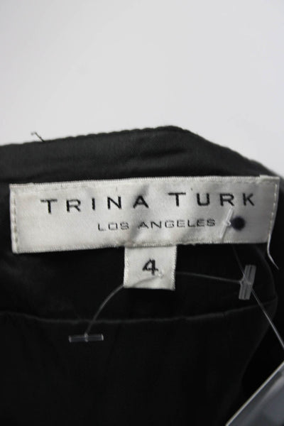 Trina Turk Women's Zip Closure A-Line Mini Lined Skirt Black Size 4