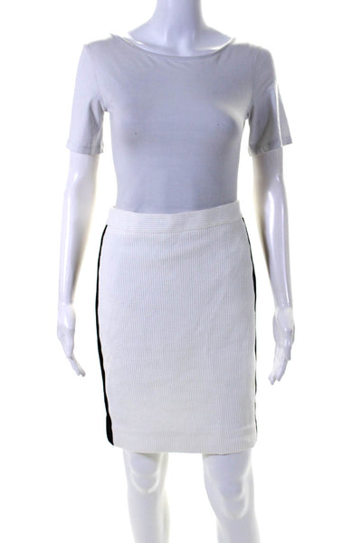 Nanette Lepore Women's Zip Closure A-Line Line Mini Skirt White Black Size 2