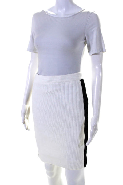 Nanette Lepore Women's Zip Closure A-Line Line Mini Skirt White Black Size 2