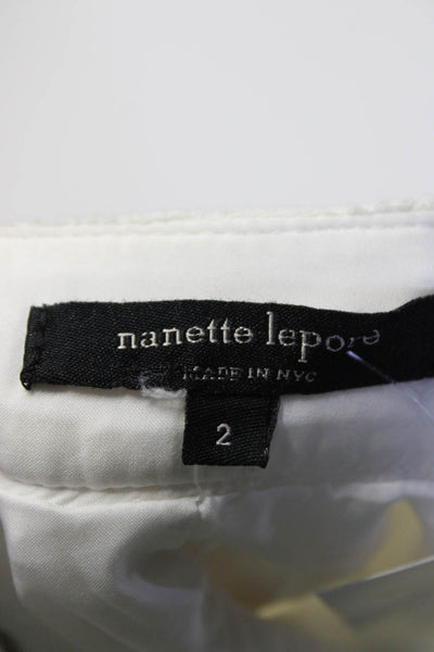 Nanette Lepore Women's Zip Closure A-Line Line Mini Skirt White Black Size 2