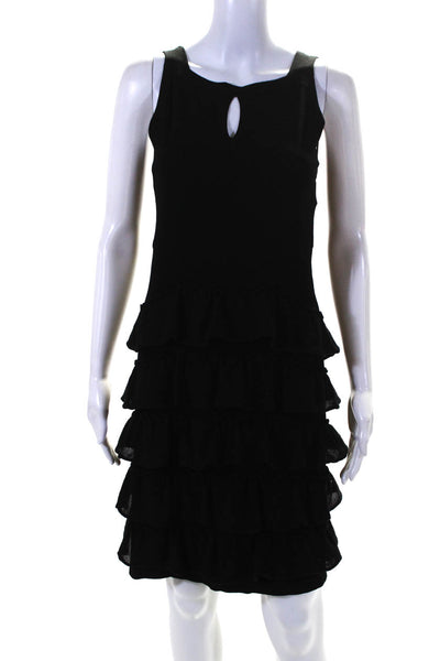 D. Exterior Women's V-Neck Sleeveless Ruffle Tiered Mini Dress Black Size S
