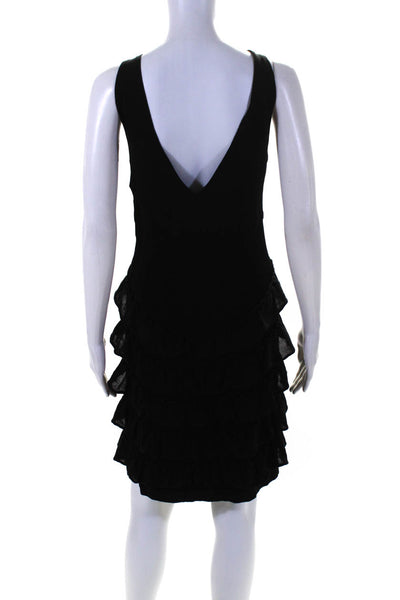 D. Exterior Women's V-Neck Sleeveless Ruffle Tiered Mini Dress Black Size S