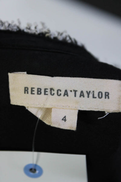 Rebecca Taylor Women's Round Neck Sleeveless Drop Waist Mini Dress Black Size 4