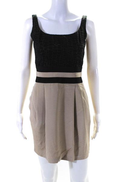 Jay Godfrey Women's Scoop Neck Sleeveless Color Block Silk Mini Dress Size 4