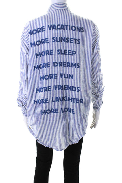 Sundry Women's Collared Long Sleeves Cotton Button Down Stripe Shirt Size 1