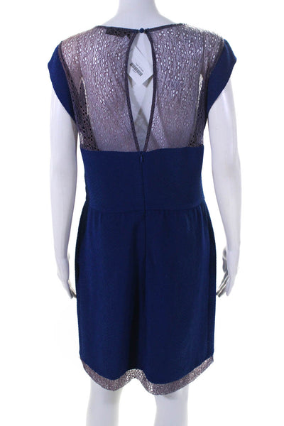 The Kooples Womens Textured Woven V-Neck Sleeveless A-Line Dress Blue Size M