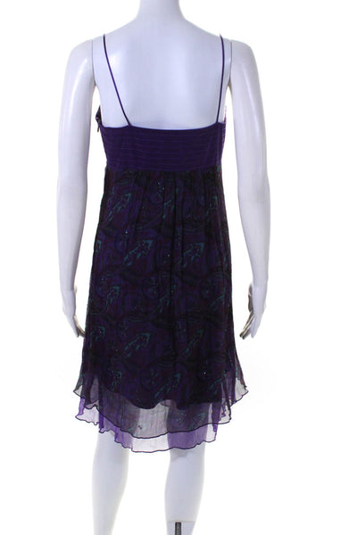 Laundry by Shelli Segal Womens Chiffon Beaded Empire Waist Dress Purple Size 2