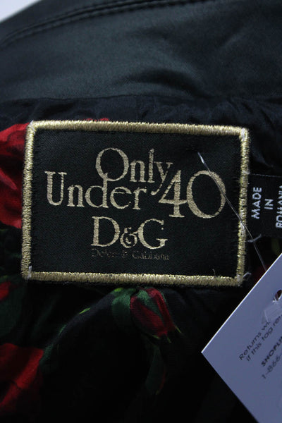D&G Dolce & Gabbana Womens Satin Collared Button Up Jacket Coat Black Size 44