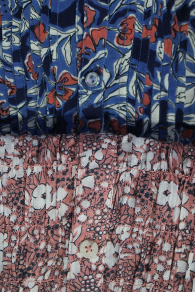 Velvet by Graham & Spencer Pilcro Womens Floral Shirts Pink Blue Large Lot 2