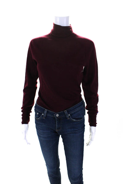 Victoria Beckham Womens Long Sleeves Bodysuit Sweater Wine Red Wool Size Small