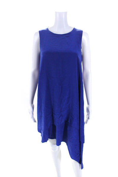 Eileen Fisher Womens Silk Sleeveless Asymmetric Shift Dress Royal Blue Size S