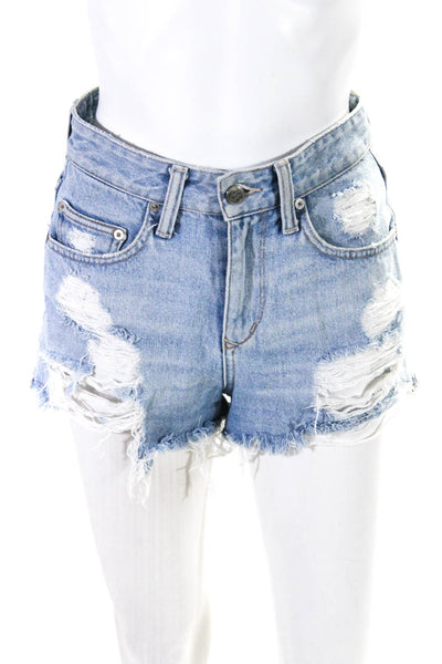 Lovers + Friends Womens Cotton Denim Distressed Cut Off Jean Shorts Blue Size 25